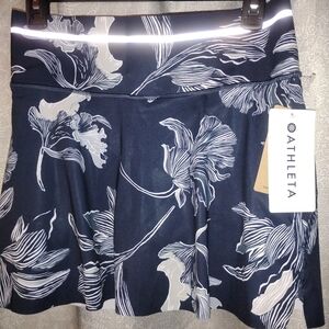 Athleta Dark Blue and White Floral Skater Skirt